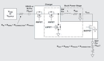 Figure 1. Switching charger model with resistances.